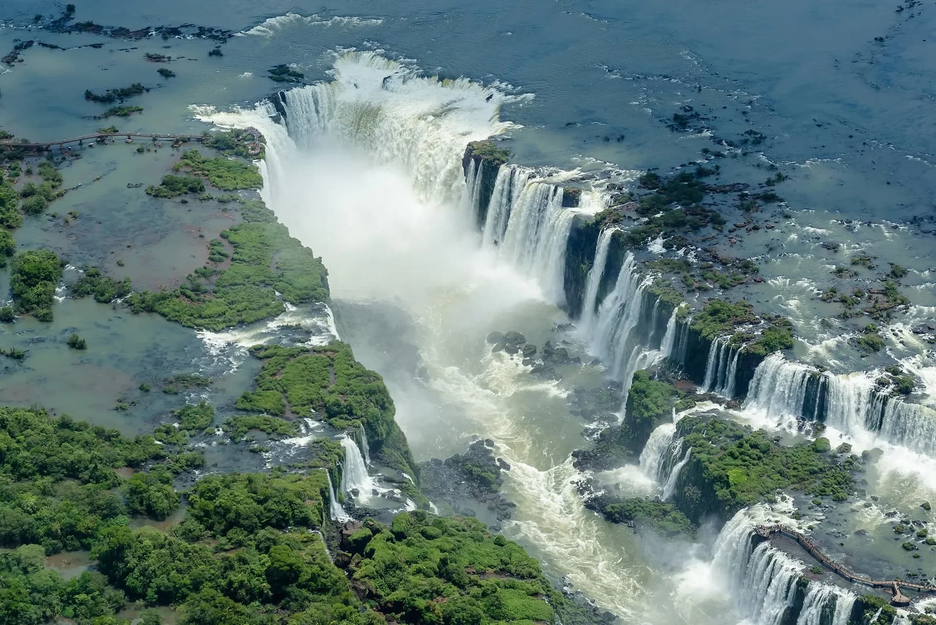 Aerial view of Devil's Throat at Iguazu Falls